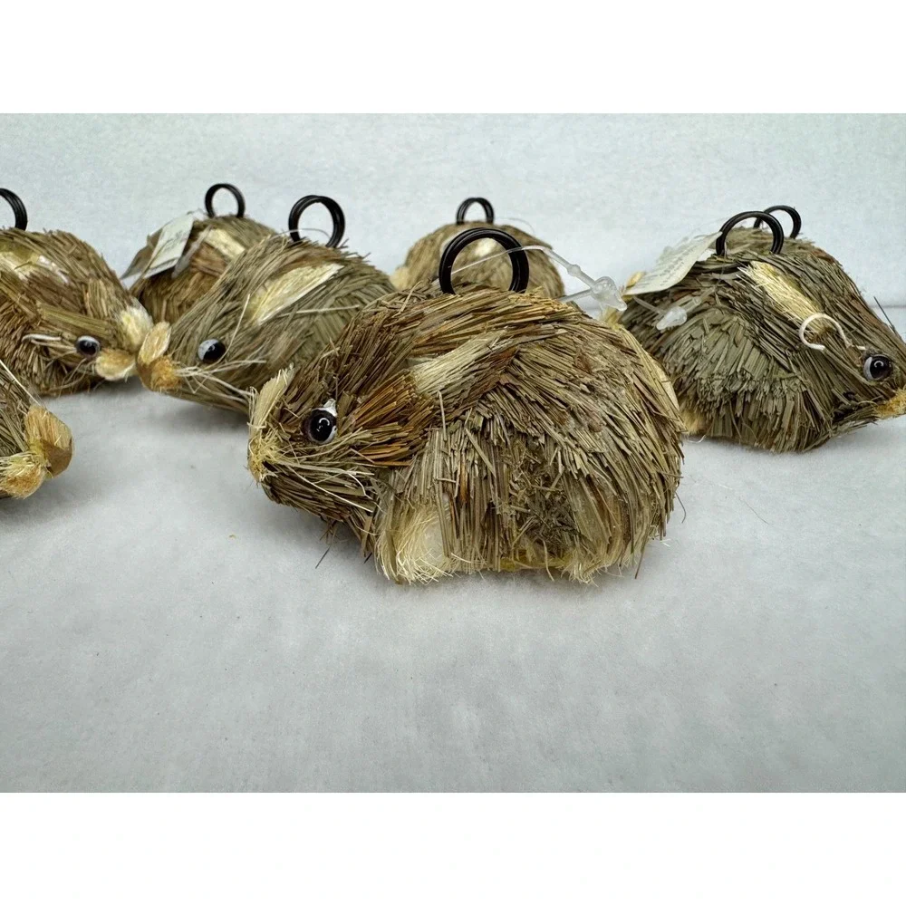8 Pottery Barn Natural Straw Bunny Rabbit Place Card Holders Spring‎ New w/ Tags